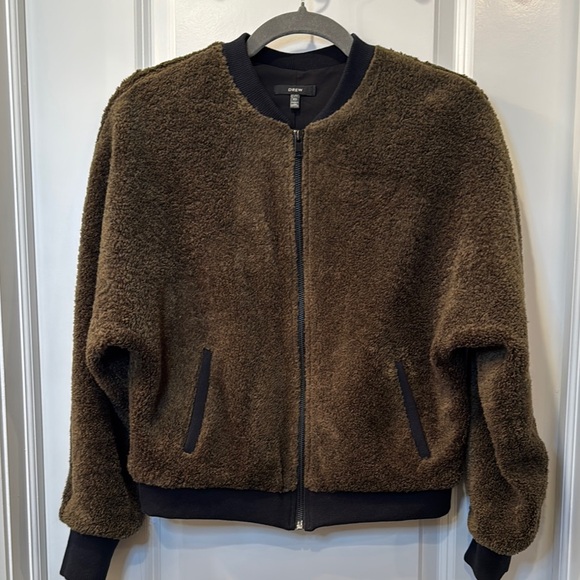 DREW Brown Teddy Bomber Jacket - Picture 1 of 4